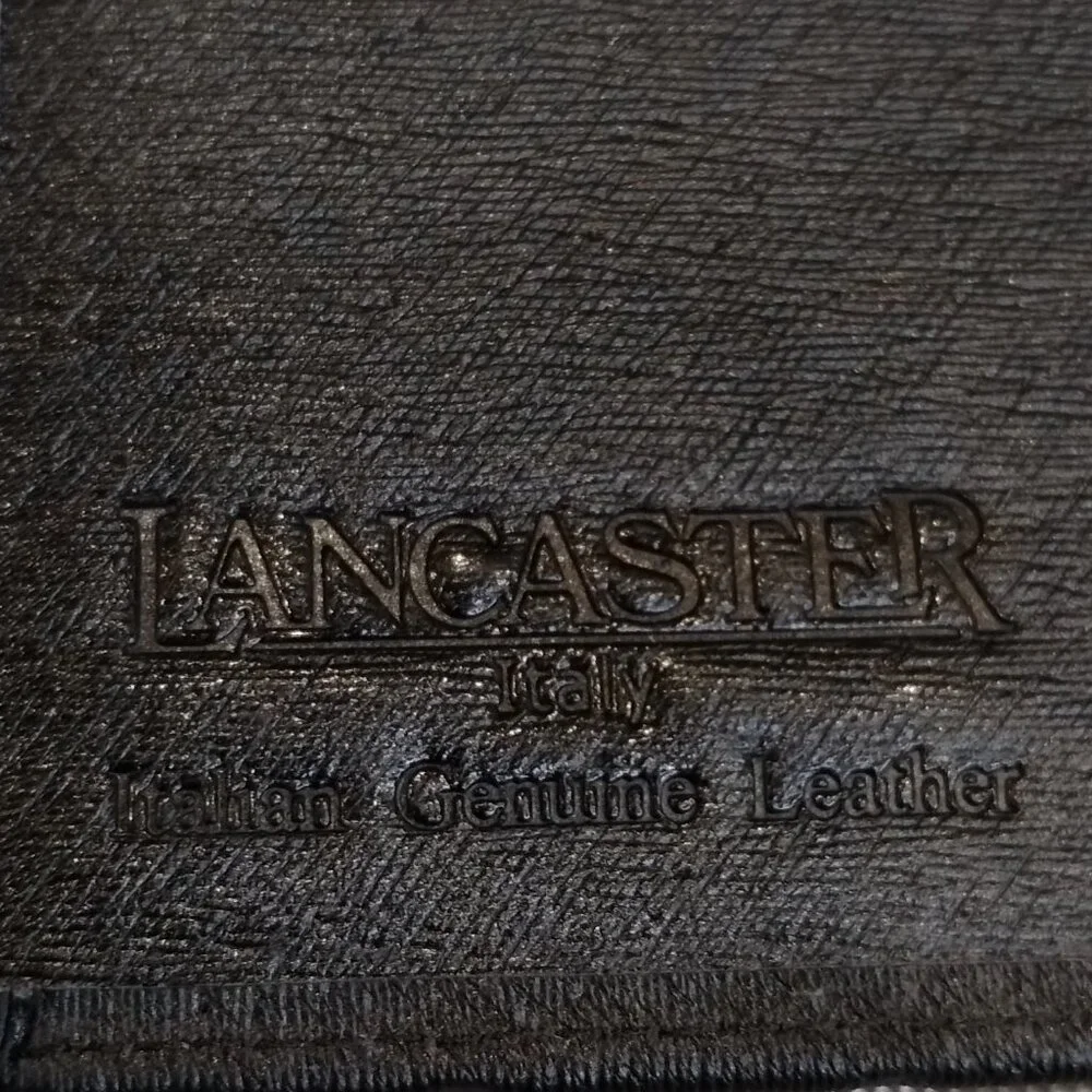 Lancaster Italy Black Leather Wallet/Photo/CC/Biz Card Holder New Cert of Auth